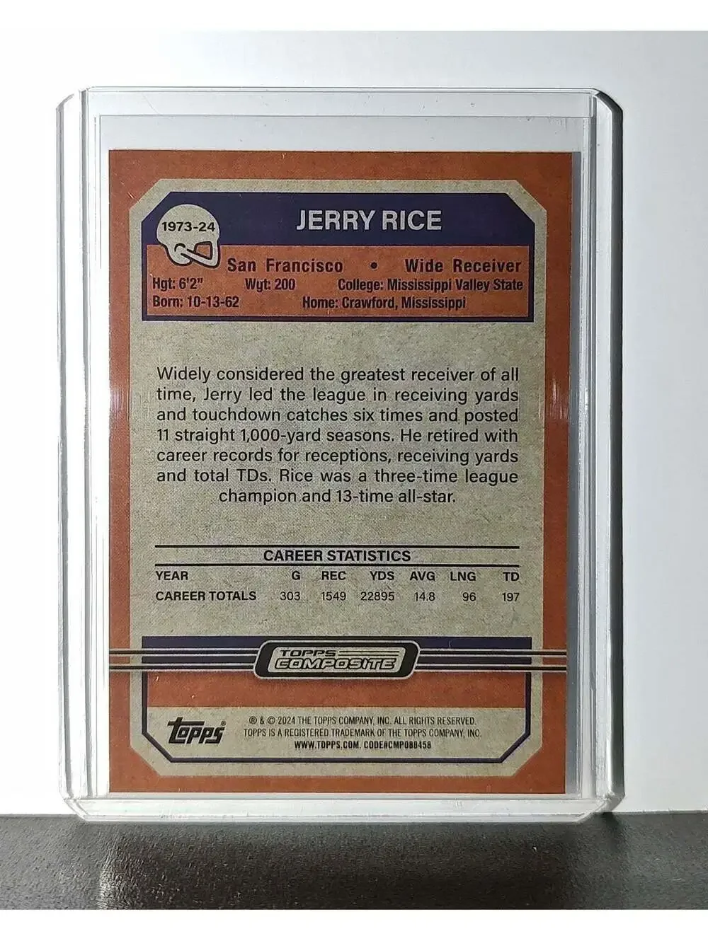 Jerry Rice 2023 Topps 1973 NFL #1973-24 Football Card San Francisco 49ers